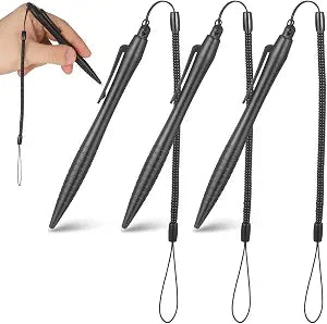 Homoyoyo 3 Pack Resistive Stylus Pen with Elastic Tether, Hard Tip Touch Screen Pens with Spring Lanyard for Signature Pads, POS Terminals, LCD Writing Boards, Select Handheld Game Consoles, Black