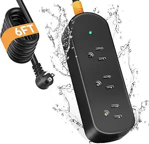 Outdoor Power Strip Weatherproof, 3 AC Outlets, 6 FT Extension Cord