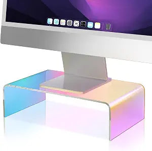 NiHome Iridescent Acrylic Computer Monitor Stand, Acrylic Laptop/PC Riser