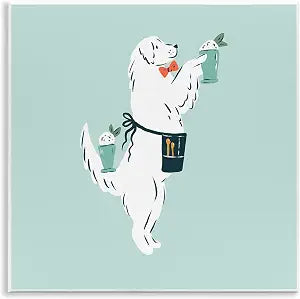 Mint Julep Dog Kitchen Humor, 12 x 12 Inch Mounted Print on Wall Plaque