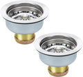 3-1/2 Inch Sink Drain Strainer, Kitchen Sink Drain Strainer, Kitchen Sink Drain Stopper, 2 Pack Kitchen Sink Drain Assembly, Stainless Steel Drain Assembly with Strainer Basket/Sink Stopper