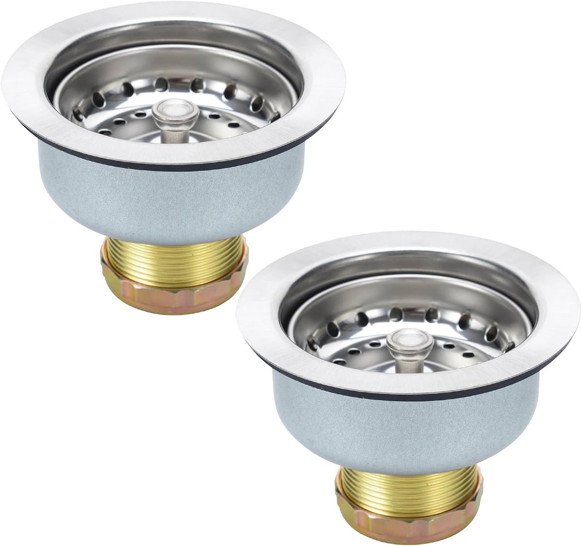 3-1/2 Inch Sink Drain Strainer, Kitchen Sink Drain Strainer, Kitchen Sink Drain Stopper, 2 Pack Kitchen Sink Drain Assembly, Stainless Steel Drain Assembly with Strainer Basket/Sink Stopper