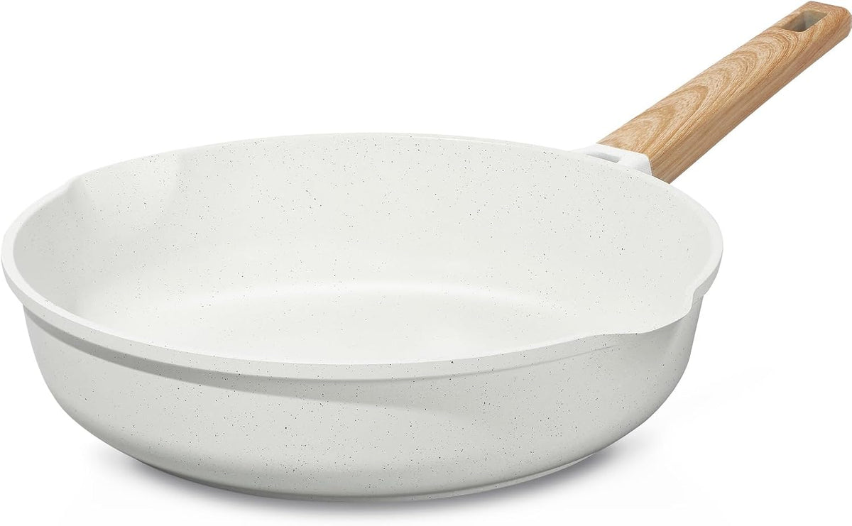 ESLITE LIFE 8 Inch Ceramic Nonstick Frying Pan, Cream White