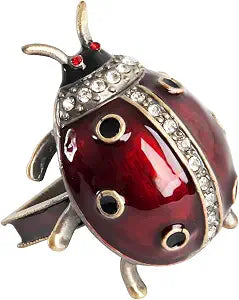 SARO LIFESTYLE Ladybug Napkin Ring (Set of 4)  Decorative Pewter & Enamel Table Dcor with Rhinestone Accents for Spring, Garden, Nature-Themed Dining