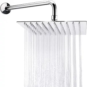 NearMoon Square Rain Shower Head With Extension Arm, Large Stainless Steel Rainfall Shower-Waterfall Full Body Coverage (8 Inch, Chrome)