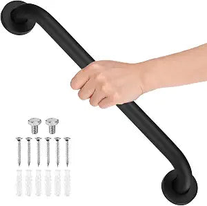 M METERXITY 1-Pack 16 Inch Anti Slip Grab Bars for Bathtubs and Showers, Stainless Steel Safety Shower Handle for Toilet/Seniors/Elderly Assist Bath Handle, Grab Bar for Bathroom [Black]