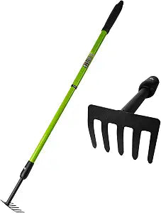Small Garden Rake, 27.5"-39.3" Adjustable Hand Rake