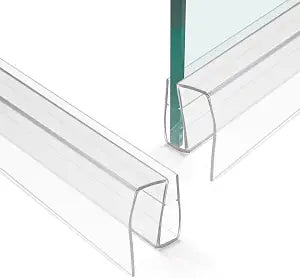 Bathroom Shower Glass Door Bottom Seal Strip, 2PCS 36 Inch Long Clear PVC Seal Strips for 1/4"(6mm) Thick Framless Glass Door Panel