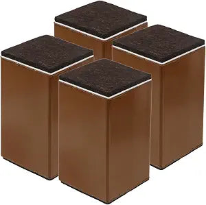 Wealrit 4PCS 4" Square Steel Furniture Riser,Adhesive Chair Bed Riser,Brown
