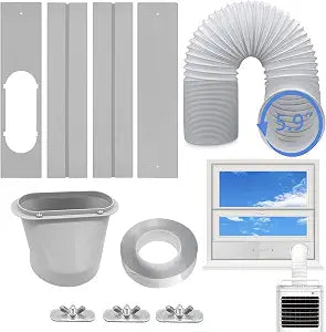 Portable Air Conditioner Vent Kit with 5.9" Exhaust Hose Universal Seal for AC Unit, Window Kit with Coupler for Sliding Horizontal or Vertical Windows