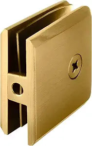 Brixwell Beveled Hole In Glass Style Wall Mount Glass Clamp, Satin Brass
