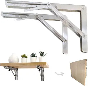Folding Shelf Brackets 24 inch Heavy Duty,Max Load: 550 lb-Stainless Steel Collapsible Shelf Bracket,Wall Mounted Folding Table Bracket Save Space,Pack of 2