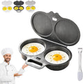 Dual Cavity Microwave Egg Poacher, 2-Egg Cooker with Lid & Handle (C)