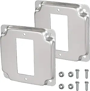 4 inch square rocker switch electrical box cover, 1/2" Raised, 2 Pack