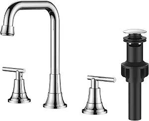 FORIOUS 3 Hole Bathroom Faucet Polished Chrome, 8 Widespread Faucet Chrome