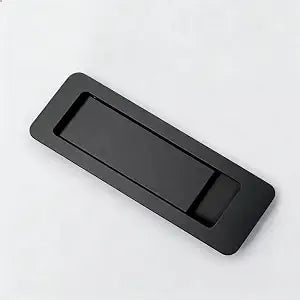 Dontay Pocket Door Pull Handle Ultra-Thin & Wide Recessed Hardware - Rectangle Flush Mount Hidden Finger Pull for Sliding Doors, Fits Most Thin Cabinets & Drawers (1, Satin Black)