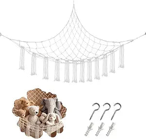 59 x 47 inches Stuffed Animal Hammock Corner Net, White
