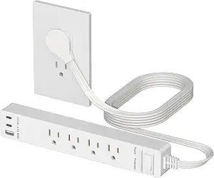 LIDER Outlet Extender with 4 Receptacles, USB-A & 2 USB-C, 5ft Cord, 1250W