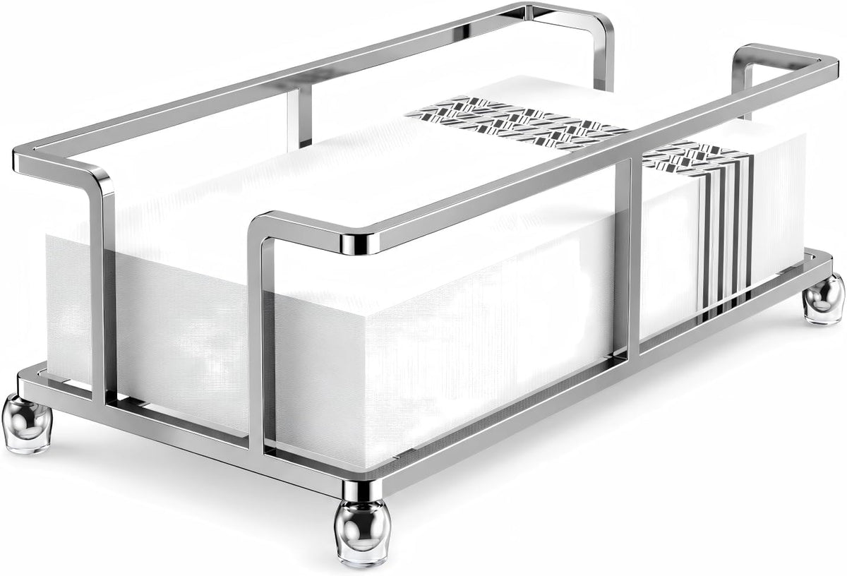 Guest Hand Towel Holder for Bathroom,Rectangle Napkin Tray,Silver