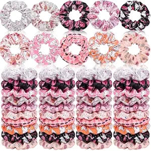 80 Pcs Halloween Satin Hair Scrunchies, Ghost Pumpkin Elastic Ties