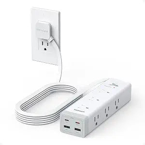 TESSAN Surge Protector Power Strip with 1050J Protection, 10 Ft, Grey