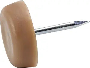 100 Pack Rok Hardware 3/4 (19mm) Standard Nail On Furniture Glides in Brown Color, Flat Head, Chair Foot Glides, SLG34BRN