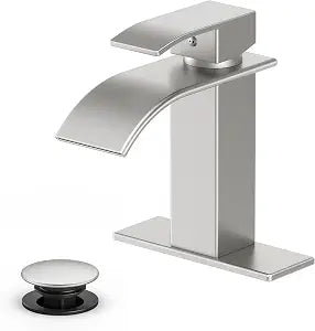 Ryuwanku Waterfall Bathroom Faucet,Brushed Nickel Stainless Steel, 1-Handle