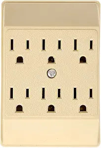 Eaton 1146V-SP 15-Amp 125-Volts Six Outlet Tap Duplex Receptacle, Ivory