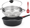 12 Inch Steamer Pan with Lid, Deep Frying Pan Skillet Nonstick