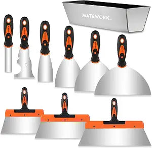 Matework Drywall Knife Set, 10Pcs Drywall Tools with 14 Mud Pan