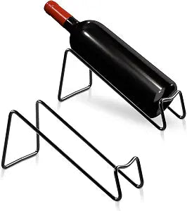 TONLEA Countertop Wine Rack, 2 Pcs Wine Bottle Holder, Metal Small Wine Rack, Tabletop Wine Storage Stand for Cabinet, Pantry, Bar, Black