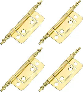 uxcell 4 Pcs Metal Non-Mortise Hinges, Cabinet Door Hinges for Furniture Hardware Closet Window, Gold