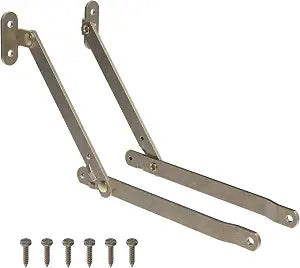 Heavy Duty Antique Brass Plated Lid Stay - One Pair - Lid Support Hinges for Drop Front Desk, Trunk, Chest - SH2-SAB