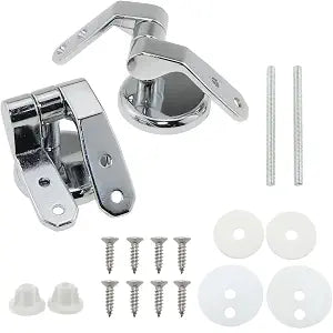 DGZZI 1 Set Toilet Seat Hinges Zinc Alloy Replacement Parts Adjustable Toilet Chrome Hinges with Fittings Zinc Alloy Resin Solid Wood Toilet Lid Hinges for Bathrooms Hotels and Public Places