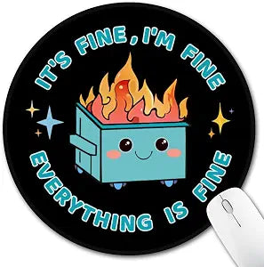 Hancynir Funny Mouse Pad, Dumpster on Fire Round Mousepad for Office Desk