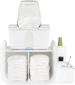 Ubbi Tabletop Diaper Caddy, Diaper Storage, Caddy Organizer, White