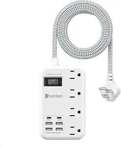 Travel Power Strip with 6 USB (2 USB C), 4 Outlets, 4Ft Extension Cord 13A