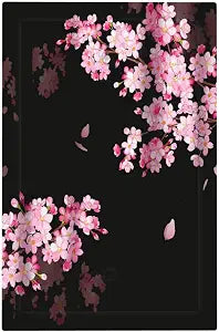 Cherry Blossom Pink Floral Blooming Flower Spring No Device Light Switch Cover 1 Gang Decorative Blank Wall Plate Black Aesthetic Electrical Switchplate Faceplate for Home Decor