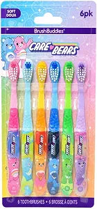 Brush Buddies Care Bears Kids Toothbrush Set, 6 Pack Soft Bristle Toothbrushes for Kids Ages 2+, Extra Gentle Bristles, Small Head, Easy Grip Handle, Fun Care Bears Design, Oral Care