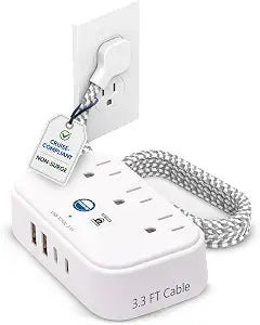 Cruise On Cruise Approved Power Strip, 3.3ft Cord [2 USB, 2 USB-C, 3 AC]
