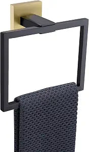 TQKAG Black and Gold Towel Ring, Bathroom Hand Towel Holder, Wall Mount