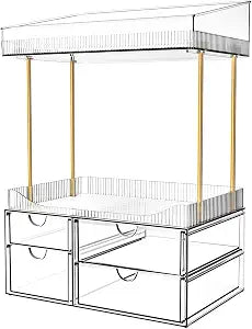 SNSLXH 4-Tier Clear Makeup Organizer Bathroom Storage