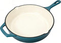 Enameled Cast Iron Skillet, Nonstick Frying Pan (Peacock Blue, 10 inch)