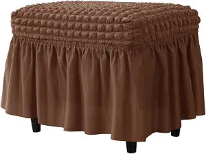 SZJIAHTM Lattice Stretch Ottoman Cover Soft Stretch Slipcover with Skirt Polyester Rectangle Footstool Modern Furniture Protector Bubble Covers for Living Room and Bedroom