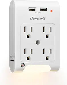 DEWENWILS 4-Outlet Extender, Wall Outlet Adapter with 2 USB Ports