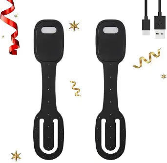 Rechargeable Kids Book Light, Bookmark Reading Light for Kids | Cute Dimmable Portable LED Book Light for Reading in Bed, Eye-Caring Bedtime Reading Lamp for Children & Travel, Black, 2 Pack