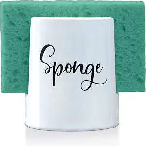 Home Acre Designs Sponge Holder for Kitchen Sink - Rustic Farmhouse Home & Kitchen Decor - White Ceramic