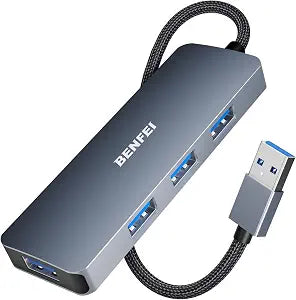 BENFEI USB 3.0 Hub, 4 Ports USB A Splitter Ultra-Slim Expander for Mouse, Keyboard, Flash Drive, U Disk, Printer Compatible with Laptop, Desktop PC, Xbox, PS5, and More