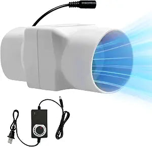 MissHoney 2 Inch Inline Fan, 12v Adjustable Speed, 22 CFM Duct Fan Ventilation System for Bathroom, Basement, Shoe Cabinet