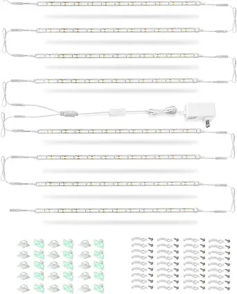 Cefrank LED Under Shelf Lighting Kit, (8) Linkable 12-Inch Light Strips Set, 20W 2000lm Daylight White, Flexible & Durable for Bookcases, Cabinets, Pantries, Showcase, Closet (Cool White)
